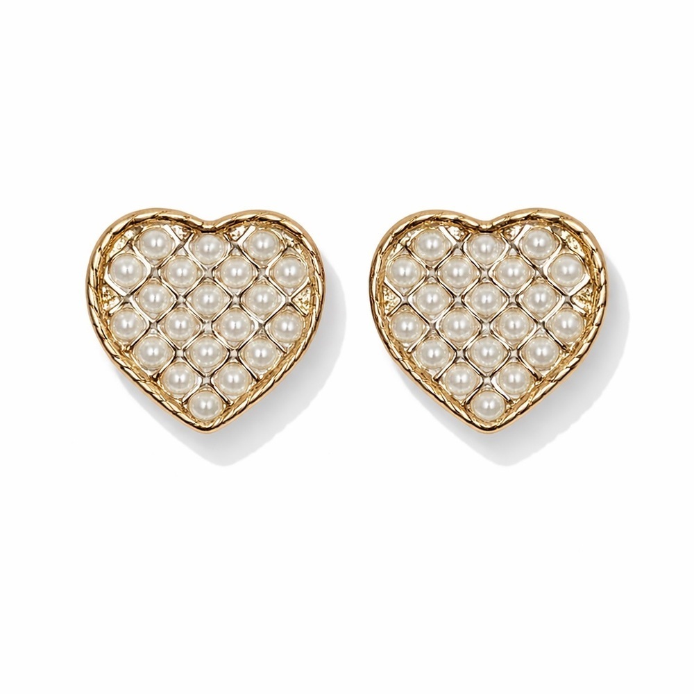 Gold Heart Stud Earrings